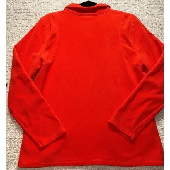 Eddie Bauer Women’s Orange Fleece Pullover Large Warm Casual Outdoor Wear - Picture 2 of 6